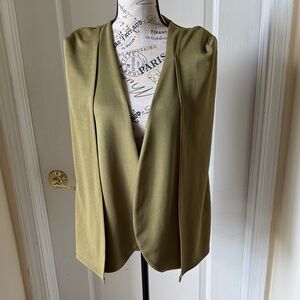 PrettyLittleThing Green Open Front Vest with open long sleeves size 10.